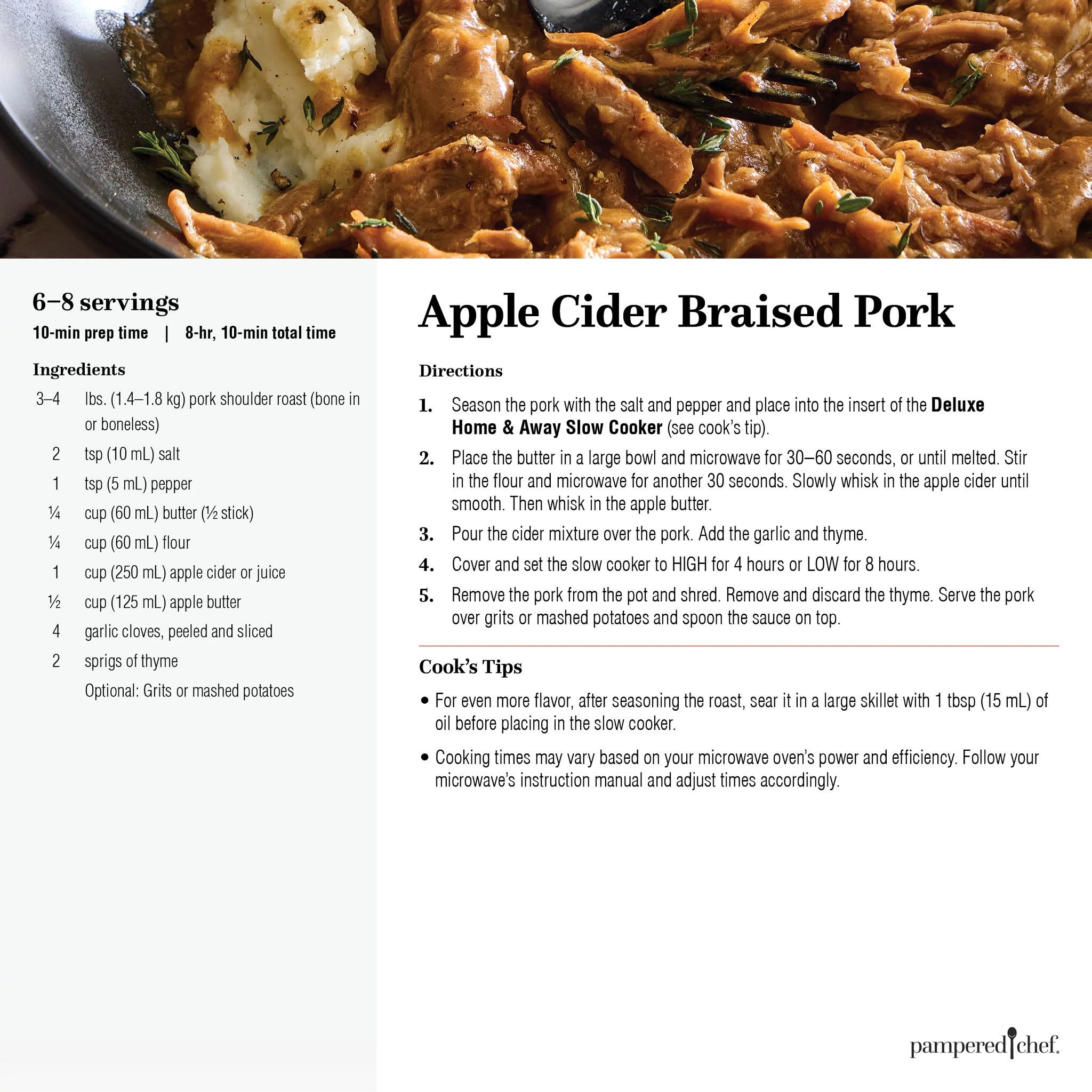🍂✨ MID-WEEK INSPIRATION ✨🍂

Who’s ready for a little fall comfort food without spending all day in the kitchen? 🙋🏻‍♀️

This Slow-Cooker Apple Cider Pork is basically a set it and forget it kind of dinner—and you KNOW I love that! 😍

🍎 Just 10 minutes of prep
⏰ Cook it on high OR low
🍖 Tender, juicy pork with that yummy sweet-and-savory fall flavor
🥔 Serve it over creamy mashed potatoes or grits and call dinner DONE!

And don’t you dare toss those leftovers! 😂 They make AMAZING paninis the next day. 🙌

Because sometimes the best mid-week inspiration is letting the slow cooker do the work while we go live our lives. 😉

Who else is ready for slow-cooker season? 🍁