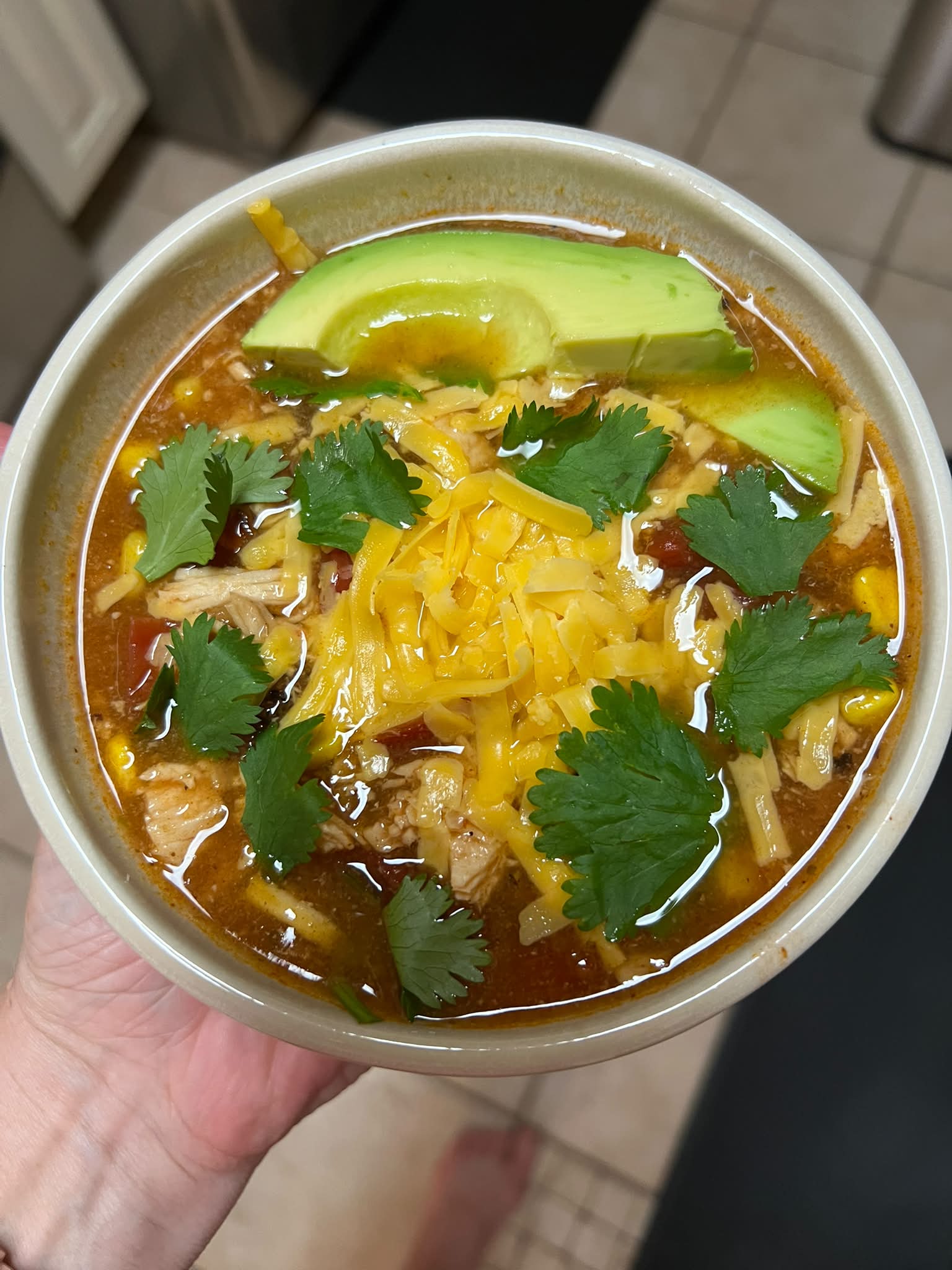 Tina, you were correct!! 🙌

https://lifeloveandgoodfood.com/easy-cheesy-chicken-enchilada-soup/#recipe